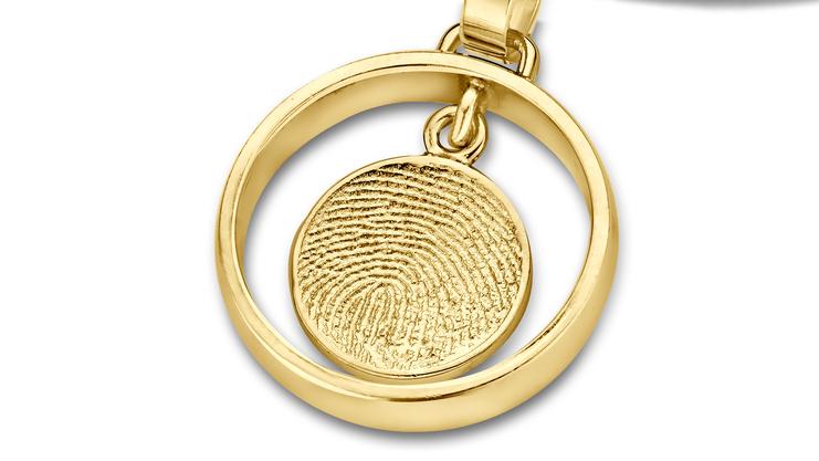 Gedenkschmuck Gold Fingerabdruck Goldene Kette mit Anhänger und Fingerabdruck Gedenkschmuck