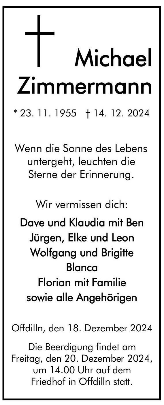 Traueranzeige Michael Zimmermann