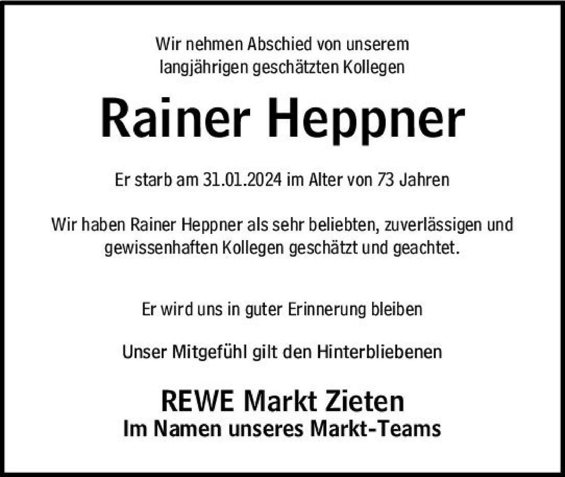 Nachruf Rainer Heppner