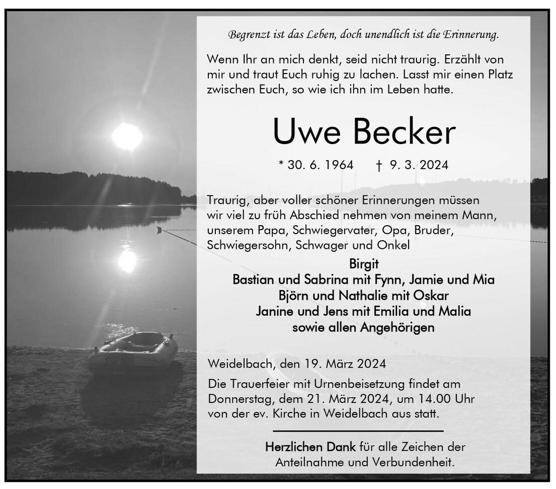 Traueranzeige Uwe Becker