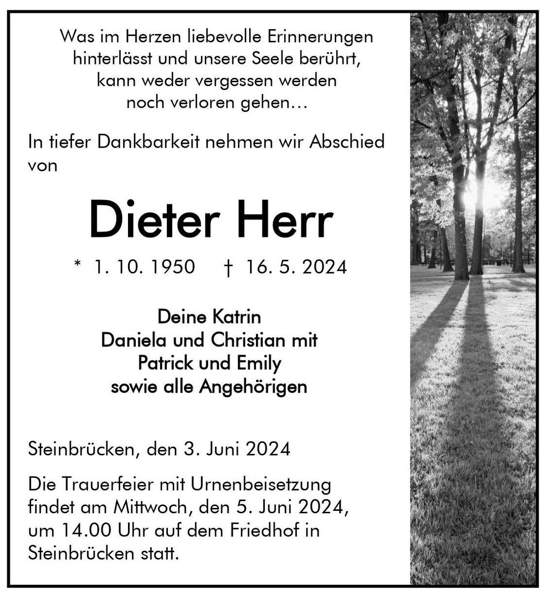 Traueranzeige Dieter Herr