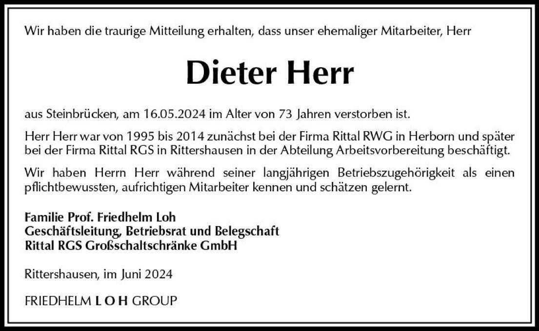 Nachruf Dieter Herr
