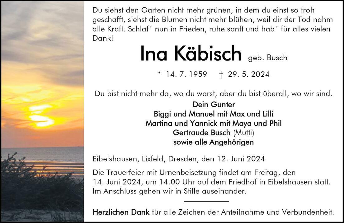Traueranzeige Ina Käbisch