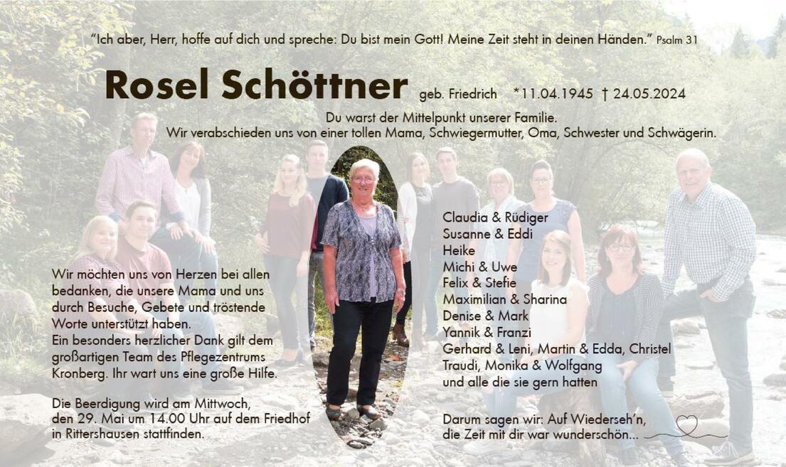 Traueranzeige Rosel Schöttner