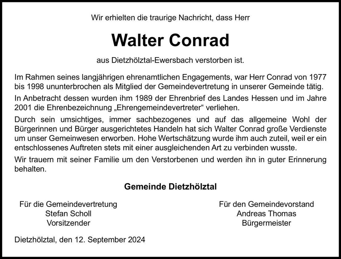 Nachruf Walter Conrad