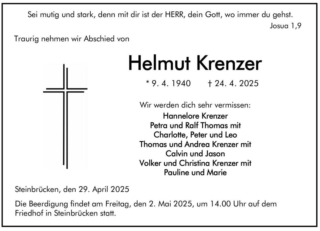 Traueranzeige Helmut Krenzer
