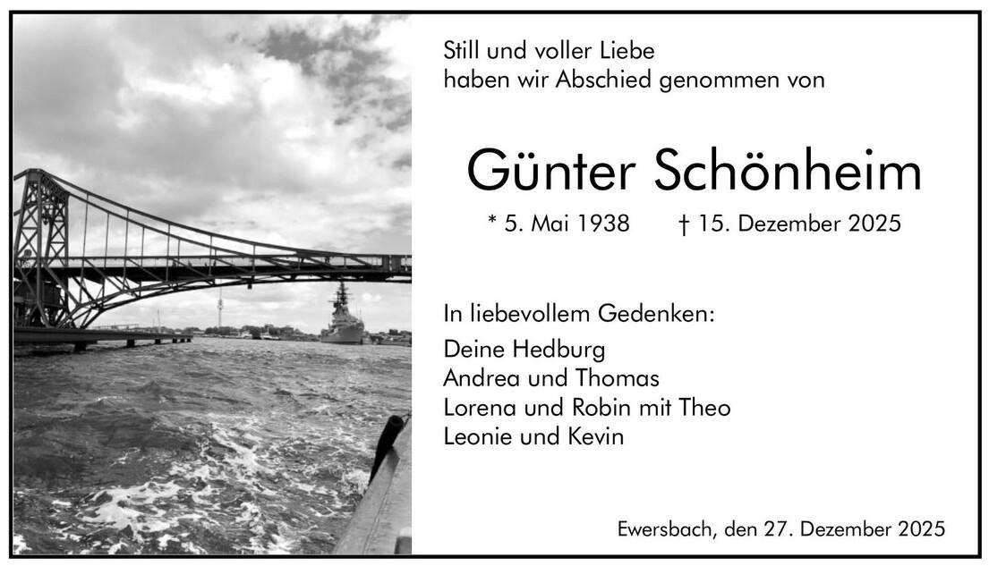 Traueranzeige G&uuml;nter Sch&ouml;nheim