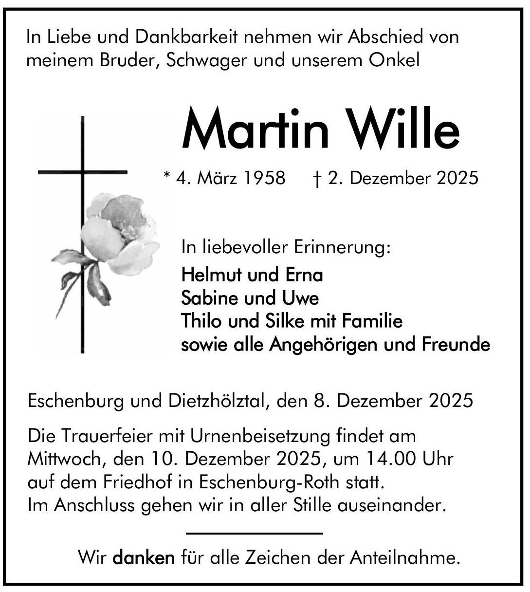 Traueranzeige Martin Wille