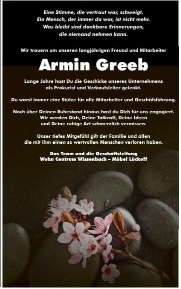 Nachruf Armin Greeb