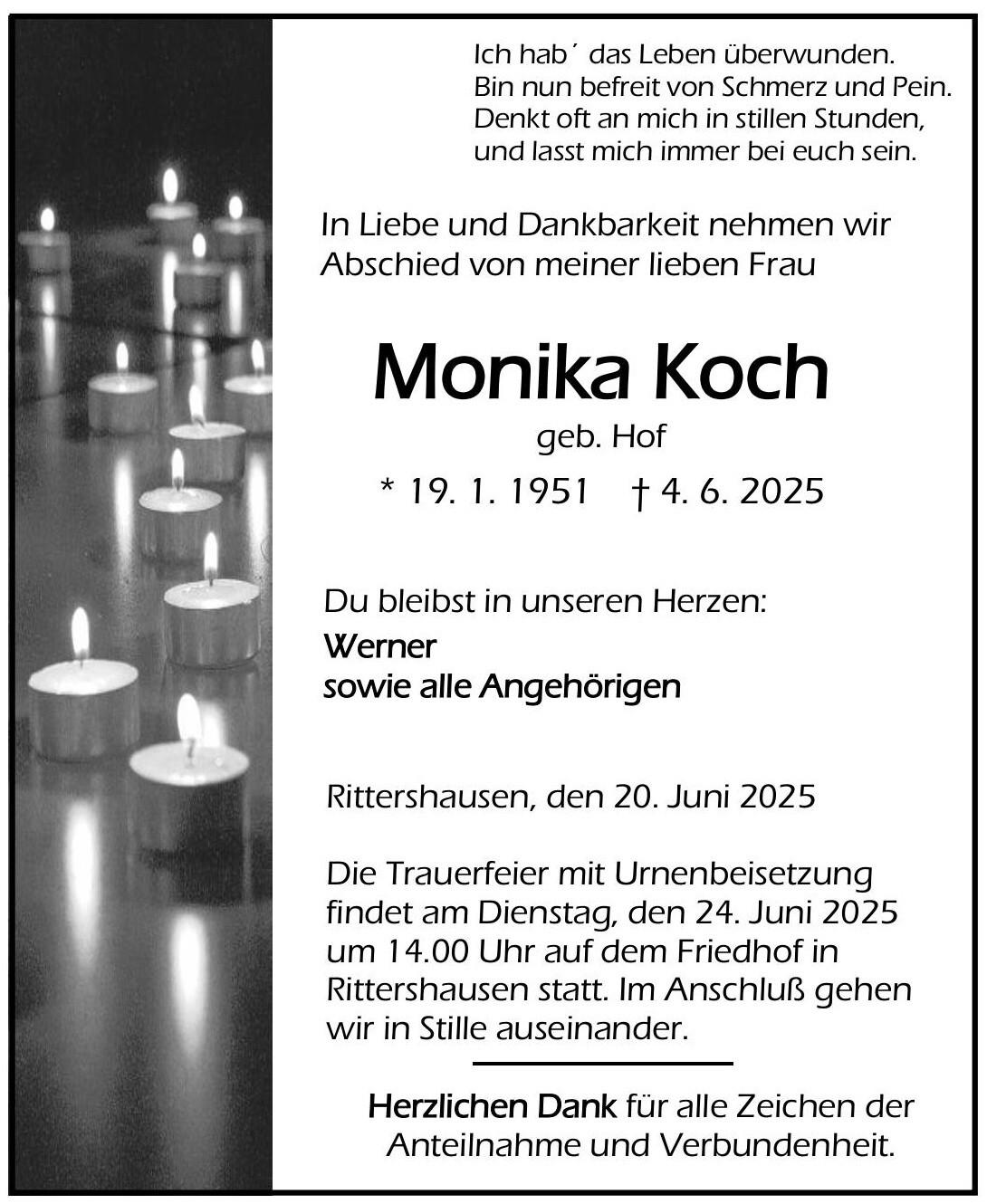 Traueranzeige Monika Koch