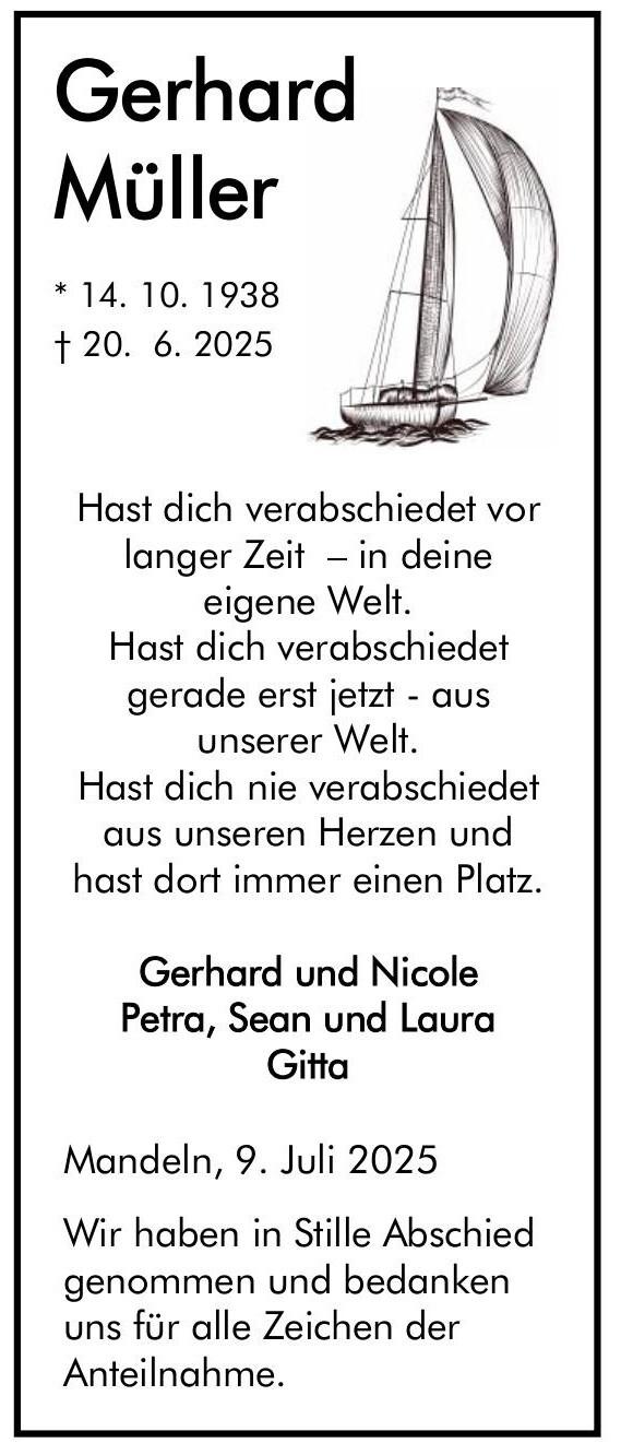 Traueranzeige Gerhard Müller