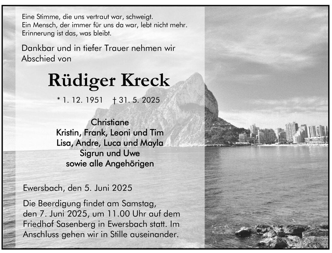 Traueranzeige Rüdiger Kreck