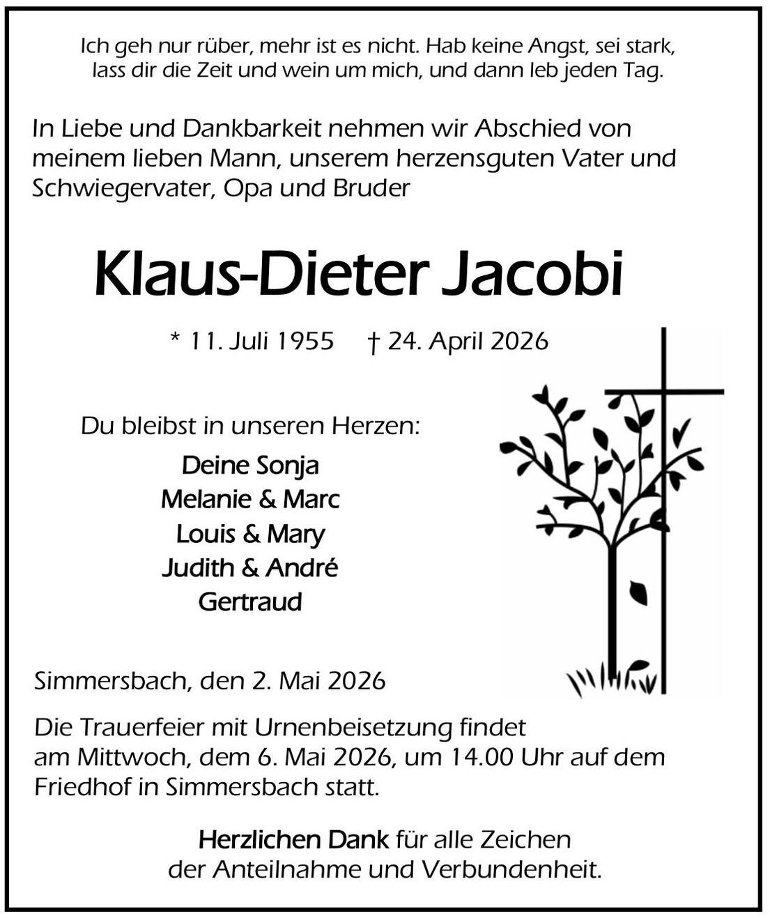 Traueranzeige Klaus-Dieter Jacobi