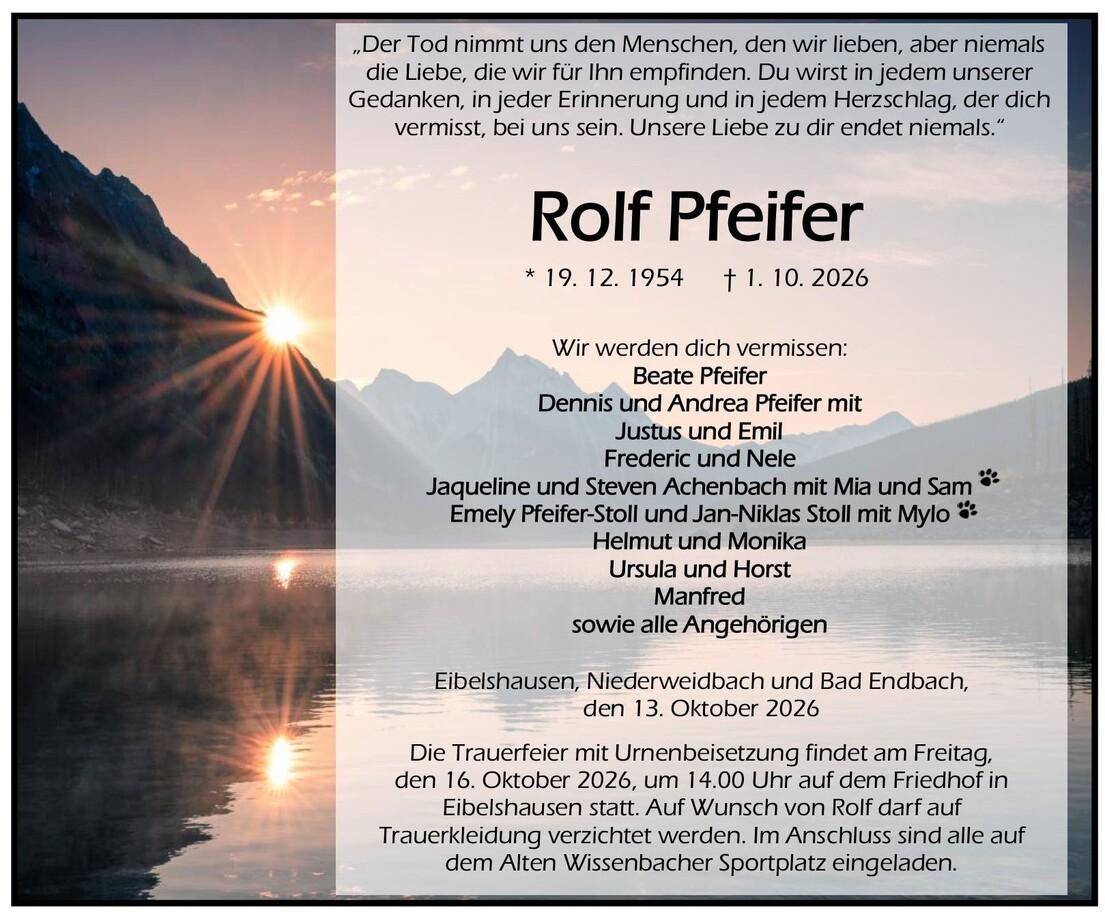 Traueranzeige Rolf Pfeifer